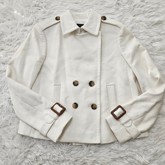 NWT Ann Taylor Women's Cream Double Button Collared Jacket. Size 4P - Picture 2 of 13